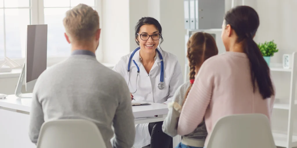 Nurse practitioner reviewing patient data