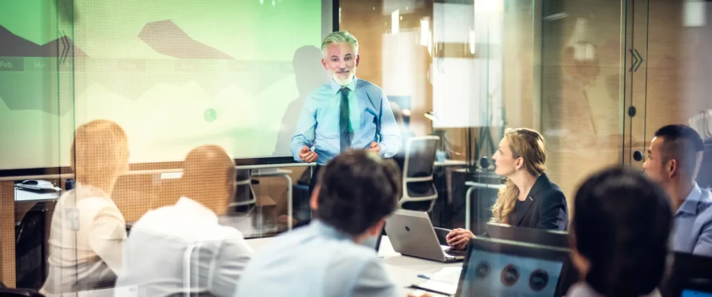 Pharmacy directors attending a professional seminar or healthcare marketing meeting