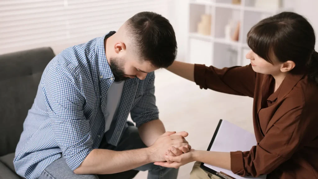 Two professionals discussing mental health care - Psychologists Email List for outreach campaigns