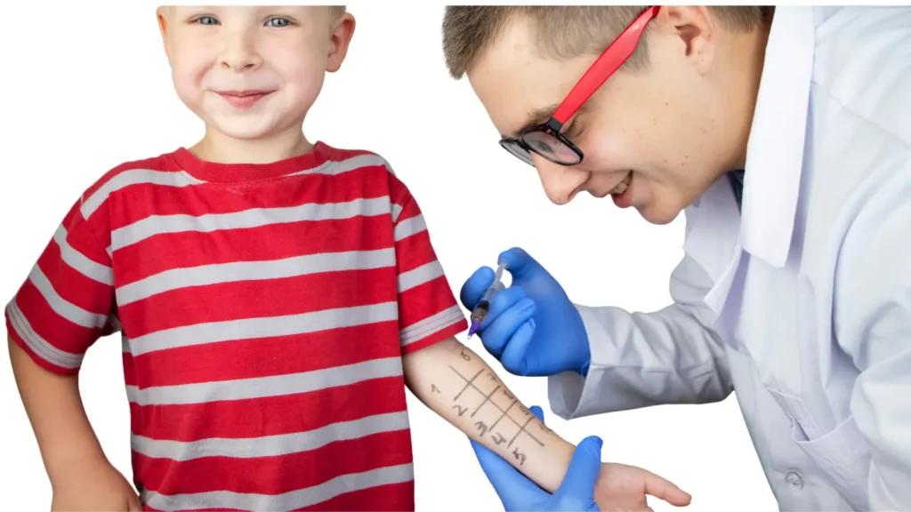 Healthcare professional examining a child for allergist and immunologist targeting.