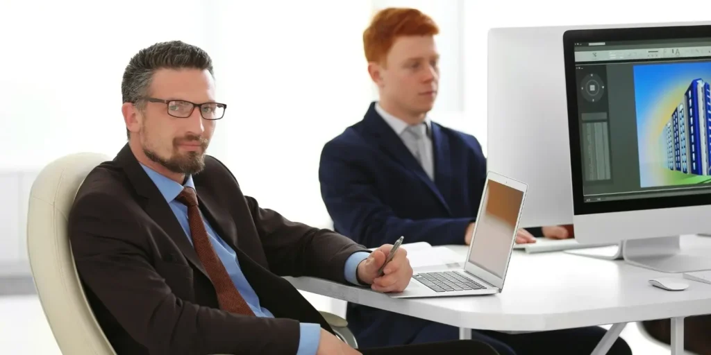 Chief Medical Officers working together in a modern office, discussing strategic use of healthcare email lists for professional outreach.