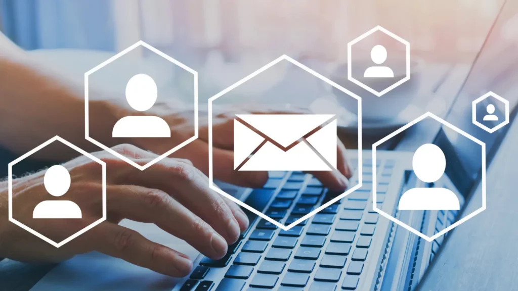 Endodontists email database with digital communication and marketing automation icons for targeted dental professional outreach