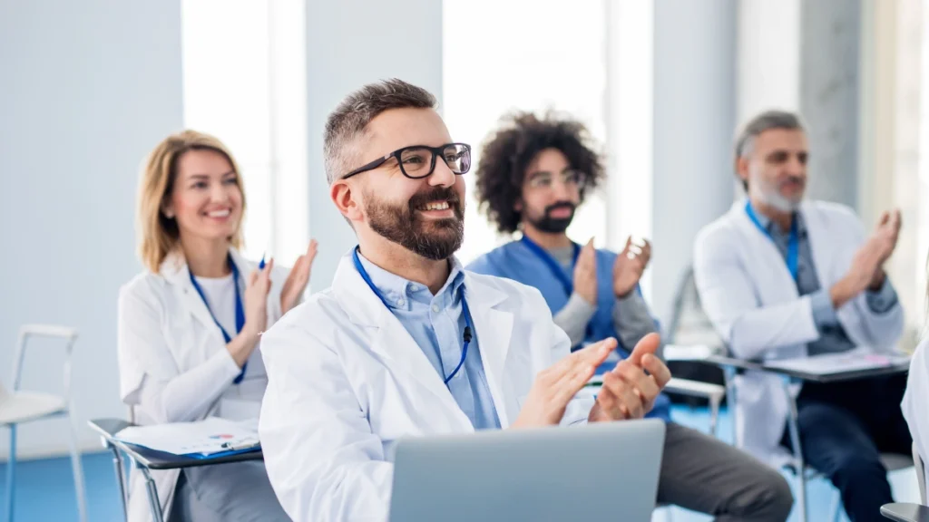 Healthcare marketers and recruiters discussing neurology nurse outreach