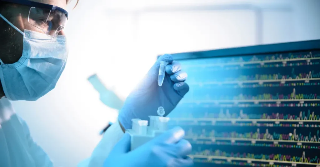 Geneticist analyzing DNA sequencing data for targeted healthcare marketing campaigns.