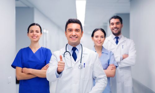 Group of medical professionals representing verified hospital email lists and healthcare marketing data for U.S. hospitals